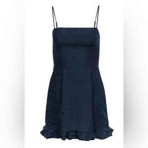 Reformation Navy Linen Mini Dress
